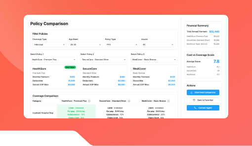 Insurance Policy Comparison Widget