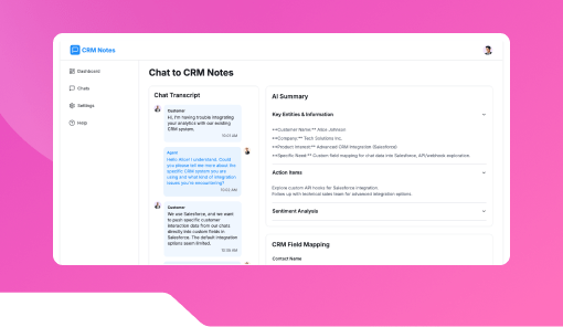Chat Summary to CRM Notes Tool