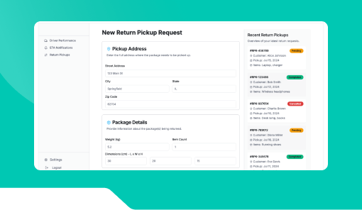Return Pickup Request Form