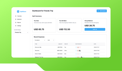 Expense Split Tracker for Friends