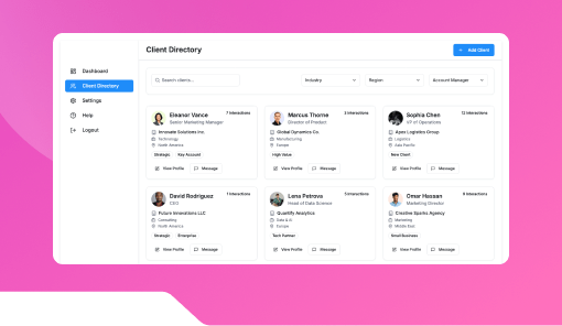 Client Contact Directory Dashboard