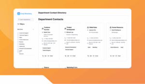 Department Contact Directory Dashboard for Enterprises