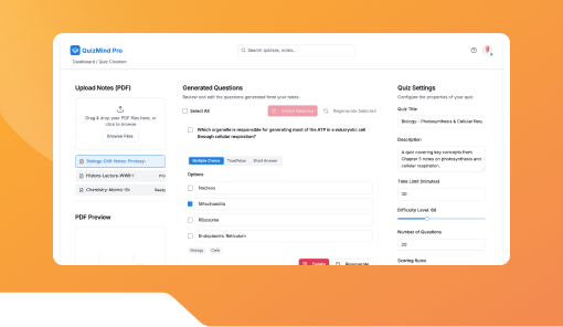 Quiz Creator from PDF Notes