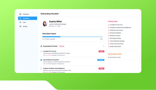 Employee Onboarding Checklist Dashboard