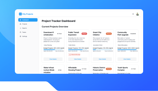 City Project Tracker Dashboard.