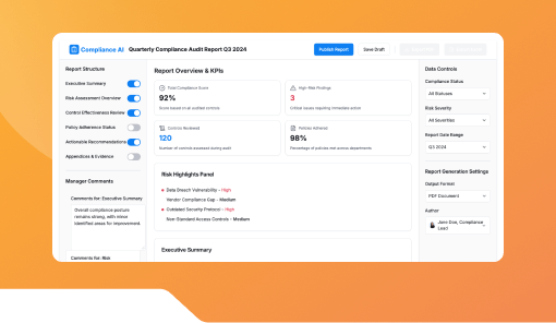 Compliance Report Builder for Managers.