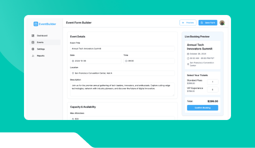 Event Booking Form Generator.