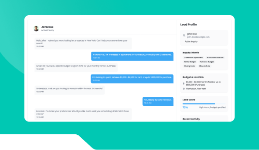 Lead Inquiry Chatbot for Agents.