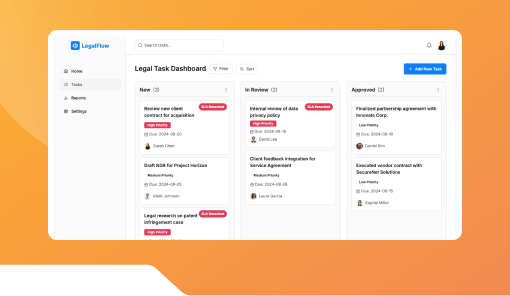 Legal Task Tracker Dashboard.