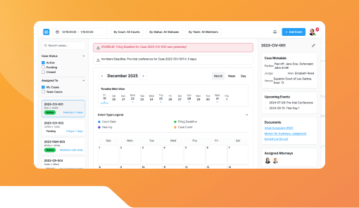 Litigation Calendar Tracker.