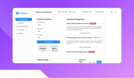 Production Yield Calculator.